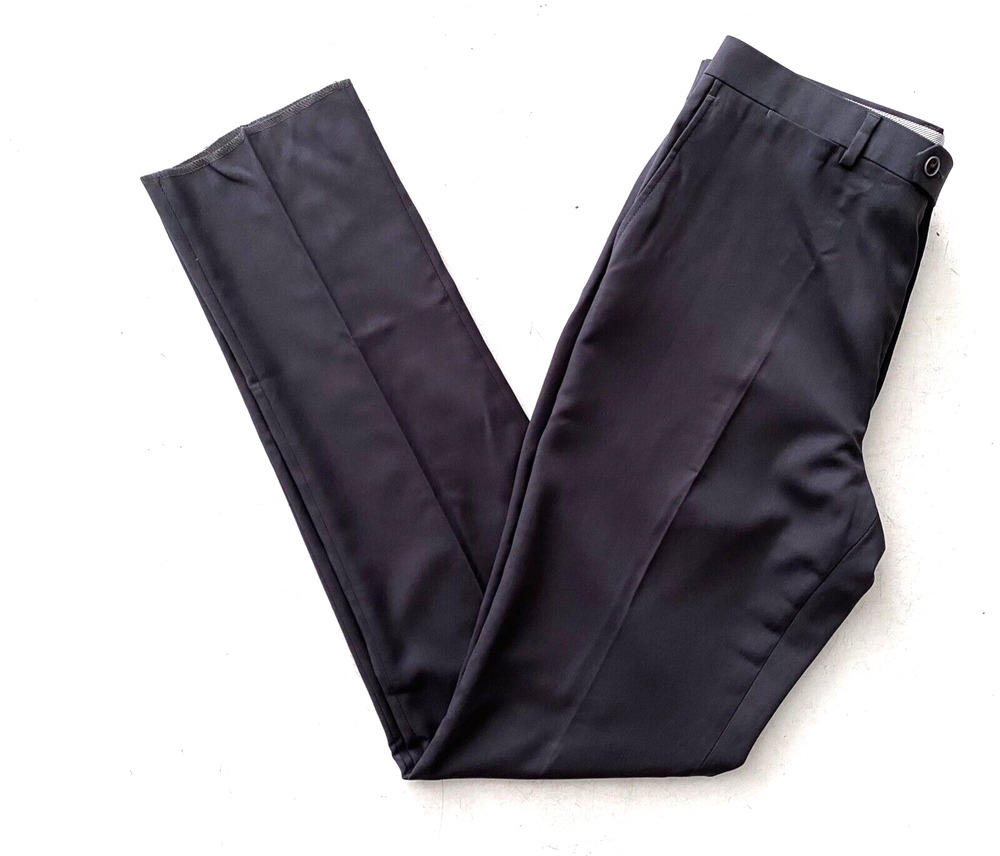 Hart Schaffner Marx Dark Gray Twill Flat Front 100% Wool New York Dress Pants 40